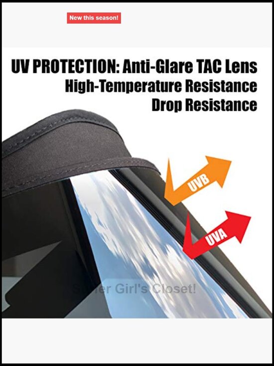 Polarized Full Face Sun Visor with UV Protection, Adjustable 19-25\